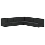 7 Piece Garden Lounge Set with Cushions Black Poly Rattan - Top-Down View