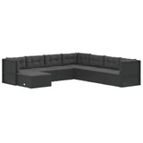 8 Piece Garden Lounge Set with Cushions Black Poly Rattan