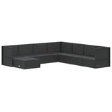 8 Piece Garden Lounge Set with Cushions Black Poly Rattan - Top-Down View