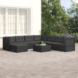 8 Piece Garden Lounge Set with Cushions Black Poly Rattan