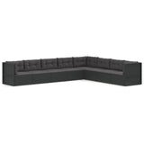 8 Piece Garden Lounge Set with Cushions Black Poly Rattan