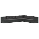 8 Piece Garden Lounge Set with Cushions Black Poly Rattan
