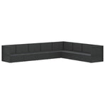 8 Piece Garden Lounge Set with Cushions Black Poly Rattan