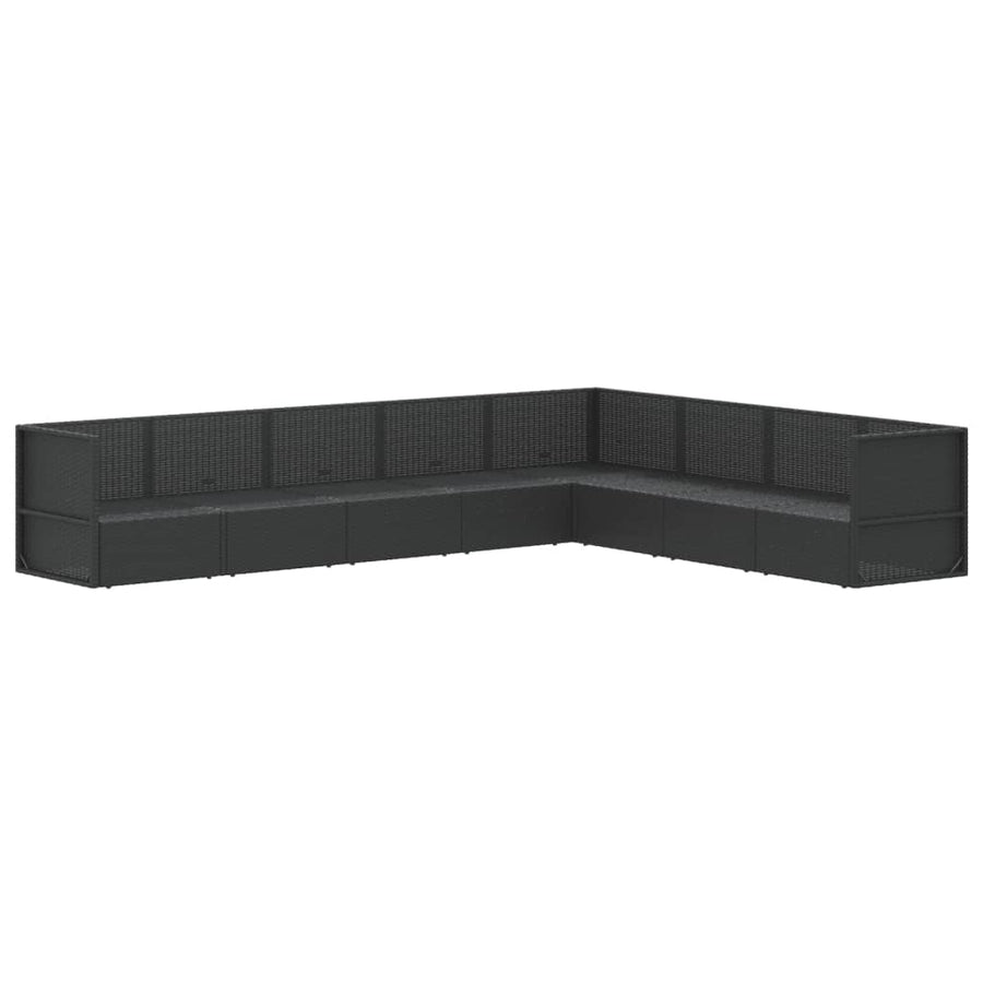 8 Piece Garden Lounge Set with Cushions Black Poly Rattan