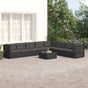 8 Piece Garden Lounge Set with Cushions Black Poly Rattan