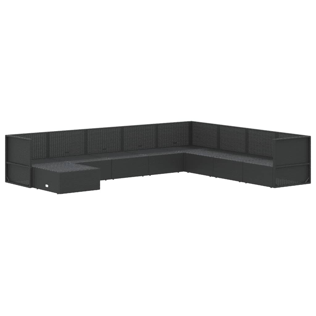 9 Piece Garden Lounge Set with Cushions Black Poly Rattan