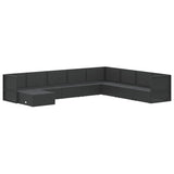 9 Piece Garden Lounge Set with Cushions Black Poly Rattan