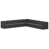 9 Piece Garden Lounge Set with Cushions Black Poly Rattan