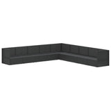 9 Piece Garden Lounge Set with Cushions Black Poly Rattan - Top-Down View