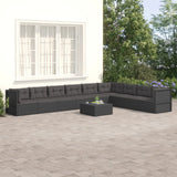 9 Piece Garden Lounge Set with Cushions Black Poly Rattan