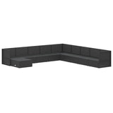 10 Piece Garden Lounge Set with Cushions Black Poly Rattan