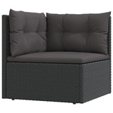 10 Piece Garden Lounge Set with Cushions Black Poly Rattan - 45-Degree Angle