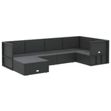 6 Piece Garden Lounge Set with Cushions Black Poly Rattan