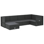 6 Piece Garden Lounge Set with Cushions Black Poly Rattan