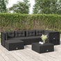 6 Piece Garden Lounge Set with Cushions Black Poly Rattan