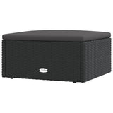7 Piece Garden Lounge Set with Cushions Black Poly Rattan - Low Angle