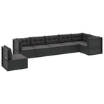 7 Piece Garden Lounge Set with Cushions Black Poly Rattan