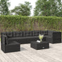 7 Piece Garden Lounge Set with Cushions Black Poly Rattan