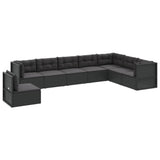 8 Piece Garden Lounge Set with Cushions Black Poly Rattan - Side View