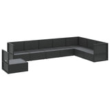 8 Piece Garden Lounge Set with Cushions Black Poly Rattan