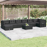 8 Piece Garden Lounge Set with Cushions Black Poly Rattan