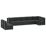 8 Piece Garden Lounge Set with Cushions Black Poly Rattan