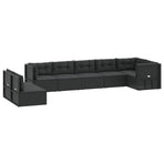 8 Piece Garden Lounge Set with Cushions Black Poly Rattan