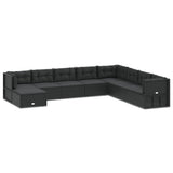 9 Piece Garden Lounge Set with Cushions Black Poly Rattan