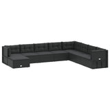 9 Piece Garden Lounge Set with Cushions Black Poly Rattan