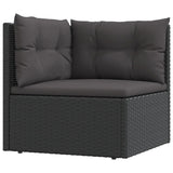 9 Piece Garden Lounge Set with Cushions Black Poly Rattan