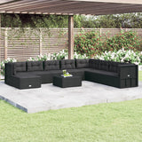 9 Piece Garden Lounge Set with Cushions Black Poly Rattan