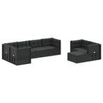 8 Piece Garden Lounge Set with Cushions Black Poly Rattan