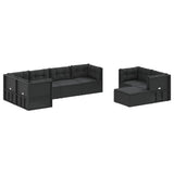 8 Piece Garden Lounge Set with Cushions Black Poly Rattan - Side View