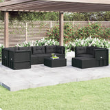 8 Piece Garden Lounge Set with Cushions Black Poly Rattan