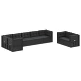 8 Piece Garden Lounge Set with Cushions Black Poly Rattan