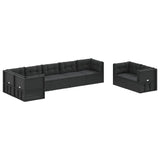 8 Piece Garden Lounge Set with Cushions Black Poly Rattan