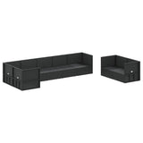 8 Piece Garden Lounge Set with Cushions Black Poly Rattan - Top-Down View