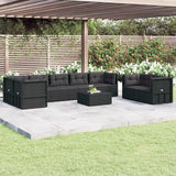 8 Piece Garden Lounge Set with Cushions Black Poly Rattan