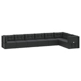 8 Piece Garden Lounge Set with Cushions Black Poly Rattan