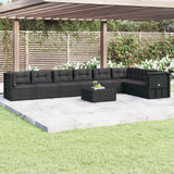 8 Piece Garden Lounge Set with Cushions Black Poly Rattan