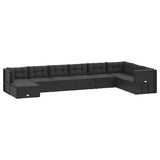 9 Piece Garden Lounge Set with Cushions Black Poly Rattan
