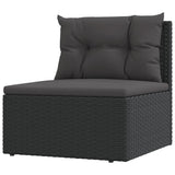 9 Piece Garden Lounge Set with Cushions Black Poly Rattan