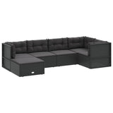 6 Piece Garden Lounge Set with Cushions Black Poly Rattan - Side View
