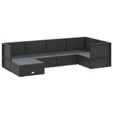 6 Piece Garden Lounge Set with Cushions Black Poly Rattan - Top-Down View