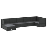 7 Piece Garden Lounge Set with Cushions Black Poly Rattan - Top-Down View