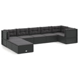 8 Piece Garden Lounge Set with Cushions Black Poly Rattan