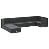 8 Piece Garden Lounge Set with Cushions Black Poly Rattan - Top-Down View