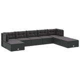 8 Piece Garden Lounge Set with Cushions Black Poly Rattan - Side View