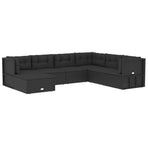 7 Piece Outdoor Sofa Set with Cushions Black Poly Rattan