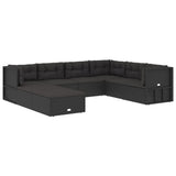 8 Piece Outdoor Sofa Set with Cushions Black Poly Rattan - Side View